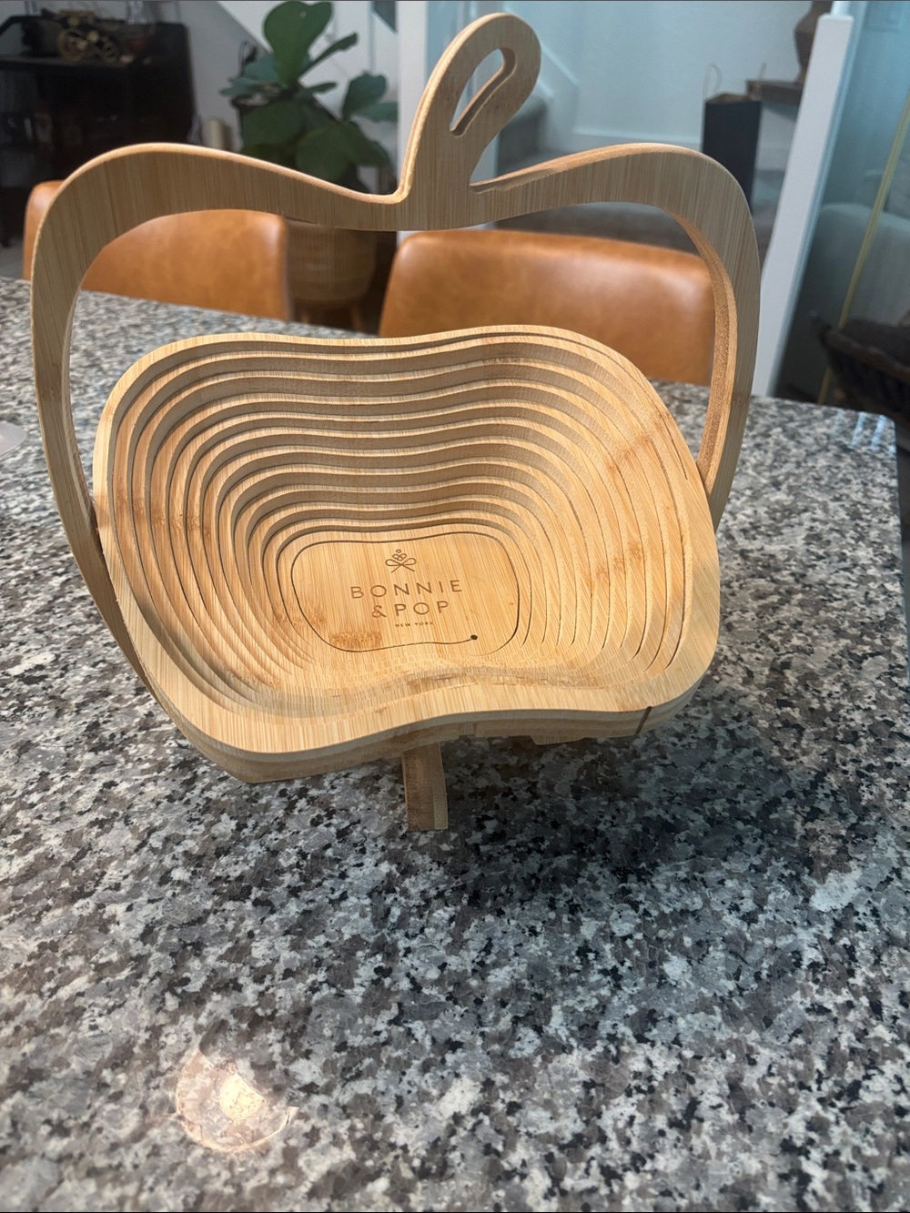 Bonnie & Pop Apple-Shaped Bamboo Nesting Bowl Set - Natural Wood
